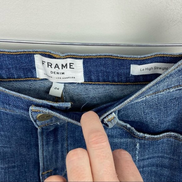 Frame Le Boy Jeans Beaudry Revolve Step Hem Size 24 Distressed Boyfriend Denim - Picture 8 of 16